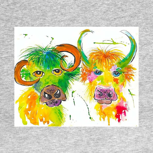 Quirky Colourful Bulls by Casimirasquirkyart